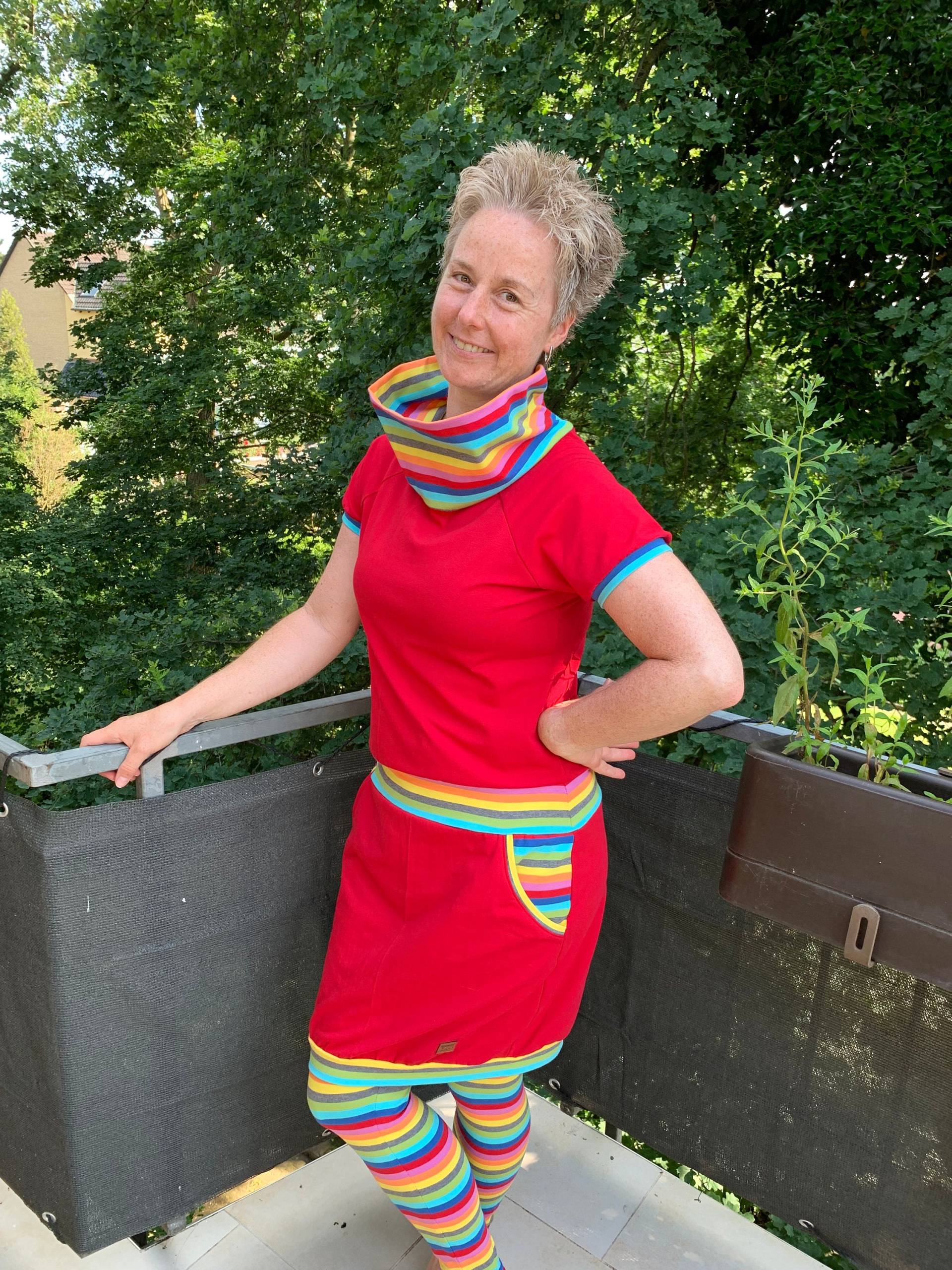 Jerseykleid, Hoodie Kleid, Kleid Mit Taschen, Fröhlich, Bunt, Regenbogenfarben von BrietschShop