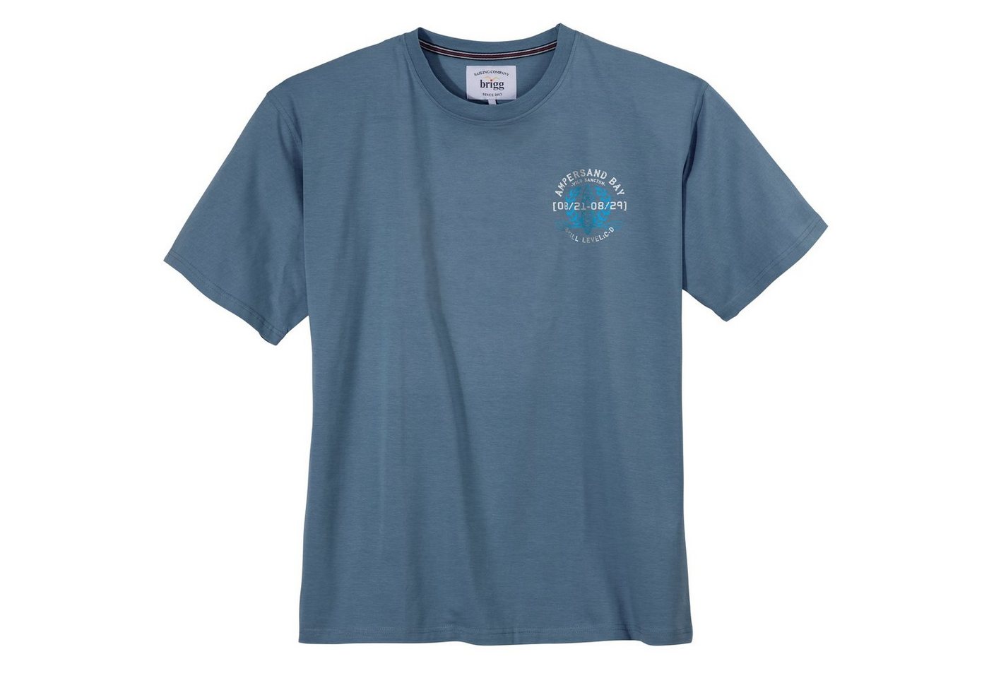 Brigg Rundhalsshirt Brigg T-Shirt maritim Übergröße blau melange von Brigg