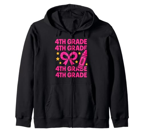 4. Klasse Mädchen Rosa Schleife Zurück zur Schule Kapuzenjacke 4. Klasse Mädchen Rosa Schleife Zurück zur Schule Kapuzenjacke von Bright Bows and Crayon Smiles