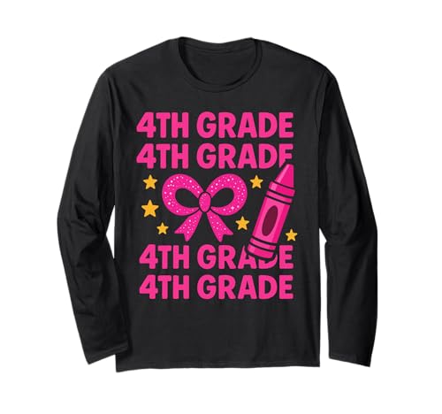 4. Klasse Mädchen Rosa Schleife Zurück zur Schule Langarmshirt 4. Klasse Mädchen Rosa Schleife Zurück zur Schule Langarmshirt von Bright Bows and Crayon Smiles