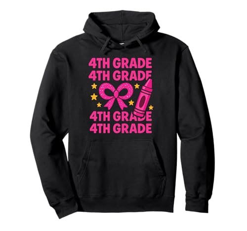 4. Klasse Mädchen Rosa Schleife Zurück zur Schule Pullover Hoodie 4. Klasse Mädchen Rosa Schleife Zurück zur Schule Pullover Hoodie von Bright Bows and Crayon Smiles