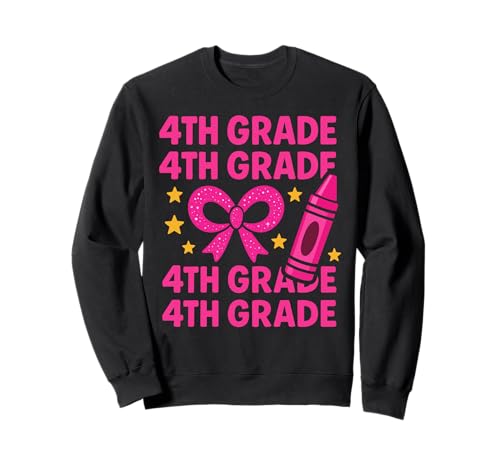 4. Klasse Mädchen Rosa Schleife Zurück zur Schule Sweatshirt 4. Klasse Mädchen Rosa Schleife Zurück zur Schule Sweatshirt von Bright Bows and Crayon Smiles