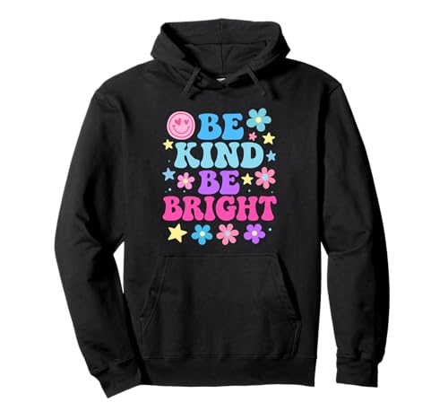 Be Kind Be Bright - Colorful Retro Cute Positive Vibes Kids Pullover Hoodie von Bright Smiles Positive Vibes Retro Designs Co.