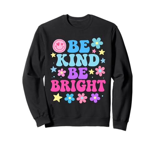 Be Kind Be Bright - Colorful Retro Cute Positive Vibes Kids Sweatshirt von Bright Smiles Positive Vibes Retro Designs Co.