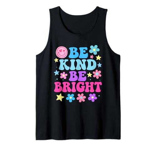 Be Kind Be Bright - Colorful Retro Cute Positive Vibes Kids Tank Top von Bright Smiles Positive Vibes Retro Designs Co.