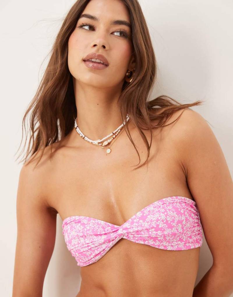 Bright Swimwear - Nia Peppermint - Trägerloses Bikinioberteil in Rosa von Bright Swimwear