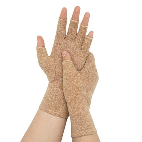 BrightGlow 2 Paar Arthritis-Kompressionshandschuhe Fahrradhandschuhe Fingerlos Gepolstert Handschuhe Halbfinger Outdoor Rutschfest Fäustlinge Handschuhe Rheumatische Arthritis Handschuhe Hautfarbe M von BrightGlow