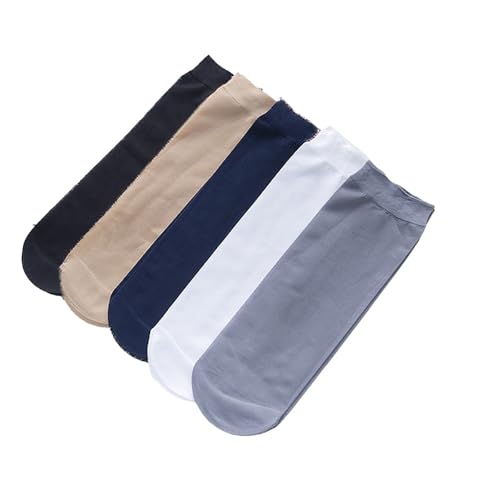 BrightGlow 5 Paar Herren Dünn Nylonstrümpfe Kurze Seidenstrümpfe Ultradünne Strümpfe Transparente Feinsöckchen Elastisch Nylon Kurzstrümpfe Durchsichtig Söckchen Bunt Einheitsgröße von BrightGlow