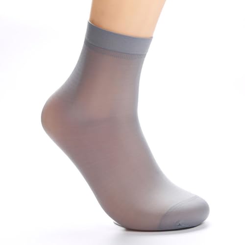 BrightGlow 5 Paar Herren Dünn Nylonstrümpfe Kurze Seidenstrümpfe Ultradünne Strümpfe Transparente Feinsöckchen Elastisch Nylon Kurzstrümpfe Durchsichtig Söckchen Grau Einheitsgröße von BrightGlow
