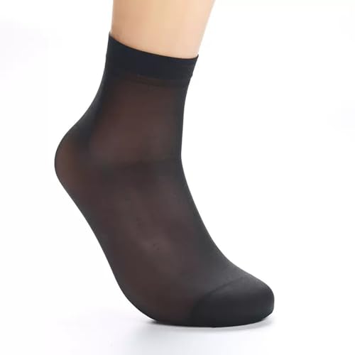 BrightGlow 5 Paar Herren Dünn Nylonstrümpfe Kurze Seidenstrümpfe Ultradünne Strümpfe Transparente Feinsöckchen Elastisch Nylon Kurzstrümpfe Durchsichtig Söckchen Schwarz Einheitsgröße von BrightGlow