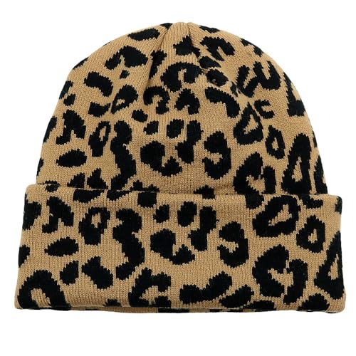 BrightGlow Beanie-Mütze mit Tierdruck für Damen und Herren Kuh-Pttern-Strickmütze Warm Strickmütze mit Leopardenmuster Zebra-Muster-Hut-mütze Wintermützen mit Bündchen Totenkopf-Mütze #12 Erwachsene von BrightGlow