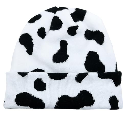 BrightGlow Beanie-Mütze mit Tierdruck für Damen und Herren Kuh-Pttern-Strickmütze Warm Strickmütze mit Leopardenmuster Zebra-Muster-Hut-mütze Wintermützen mit Bündchen Totenkopf-Mütze #7 Erwachsene von BrightGlow