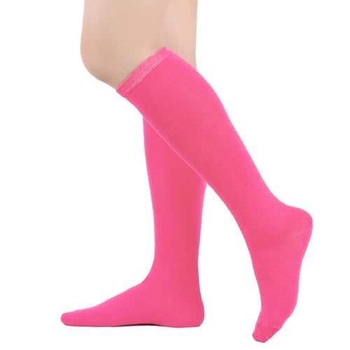BrightGlow Damen Kniestrümpfe Damen Overknee Sockenn Hohe Retro Socken mit Streifen Lange Oberschenkel Hohe Socken Gestreifte Strümpfe Damen-Socken Sportsocken Rosa#2 Einheitsgröße von BrightGlow