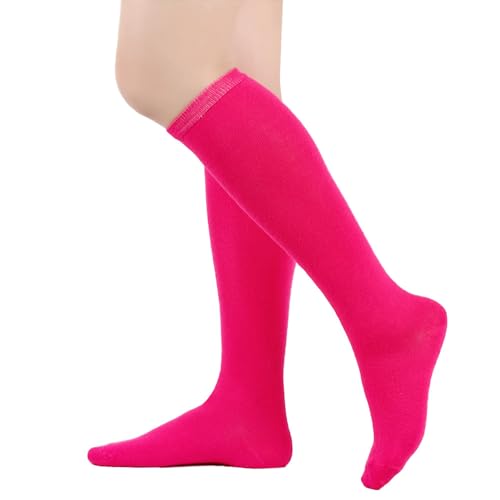 BrightGlow Damen Kniestrümpfe Damen Overknee Sockenn Hohe Retro Socken mit Streifen Lange Oberschenkel Hohe Socken Gestreifte Strümpfe Damen-Socken Sportsocken Rot#3 Einheitsgröße von BrightGlow
