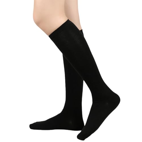 BrightGlow Damen Kniestrümpfe Damen Overknee Sockenn Hohe Retro Socken mit Streifen Lange Oberschenkel Hohe Socken Gestreifte Strümpfe Damen-Socken Sportsocken Schwarz#3 Einheitsgröße von BrightGlow