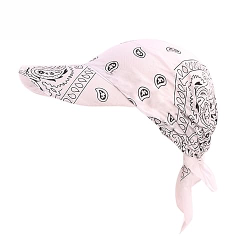 BrightGlow Damen Kopftuch Schal Cap Kopfbedeckung mit Krempenvisier Retro-Stil Baseball-Mütze Sonnenhut Schal Mütze Verstellbarer Hut Sommermütze Sonnenblende Kappe Weiß Einheitsgröße von BrightGlow