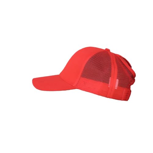 BrightGlow Damen Pferdeschwanz Baseballkappe Baseball Trucker Mesh Baseball Cap Damen Einstellbar Baseballkappe Mesh Sommer Basecap Sommersportmütze Baseballmütze für Frauen Rot Einheitsgröße von BrightGlow