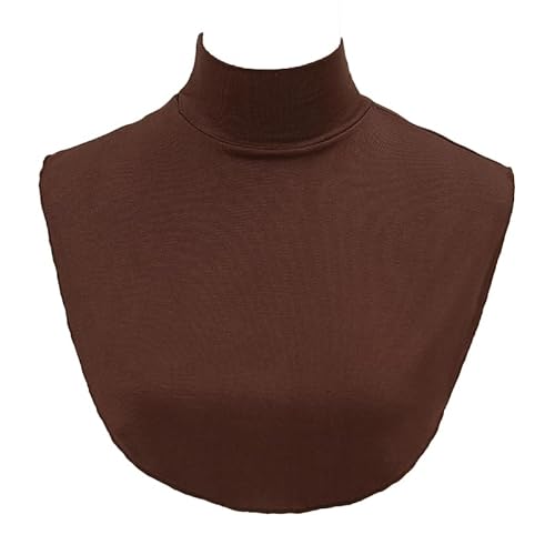 BrightGlow Falscher Kragen Abnehmbare Fake Rollkragen Damen Modal Fake Elegant Rollkrageneinsatz Turtleneck Detachable Dickey Collar Faux Fake Kragen für Damen,Mädchen Kaffee Einheitsgröße von BrightGlow
