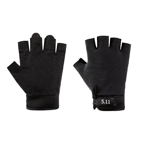 BrightGlow Kids Sports Halbfingerhandschuhe Fahrradhandschuhe Halbfinger Taktische Handschuhe Anti-Rutsch Kinder Tarnung Handschuhe Gym Training Fitness Handschuhe Kletterhandschuhe Schwarz XL von BrightGlow