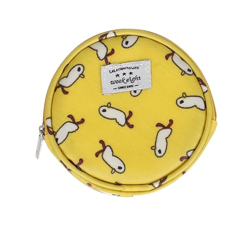BrightGlow Klein Kleingeldbörse Cartoon Geldbörse Münzbörse Multifunktions-Aufbewahrung mit Reißverschluss Rundes Münzetui Tragbare Aufbewahrungstaschen für Reisen Kleine Gegenstände Gelb 3 Stück von BrightGlow