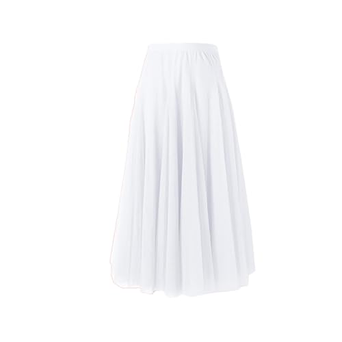 BrightGlow Langer Maxi-Tüllrock Damen A-Linie Midi Rock Unterrock Lagenrock Faltenrock Damen-Tüllrock mit hoher Taille Bühnenkleid Mesh Tutu Röcke für Hochzeit Party Weiß S von BrightGlow