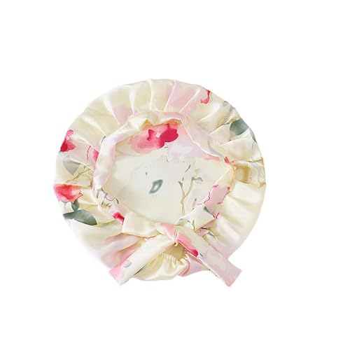 BrightGlow Seidenhaube aus 100% Reiner Maulbeerseide Schlafhaube für Frauen Satin-Haube mit Verstellbaren Bändern Nacht Schlaf Mütze Seidenhaarwickel zum Schlafen Nachtmütze Haarhaube #18 Erwachsene von BrightGlow