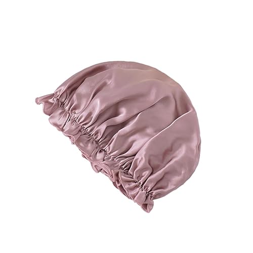 BrightGlow Seidenmütze – Schlafmütze aus 100% Maulbeerseide Satin-Schlafmütze mit Elastischem Band Seidenhaarwickel zum Schlafen Nachtmütze Haarhaube für Damen und Mädchen M(Soja) Erwachsene von BrightGlow