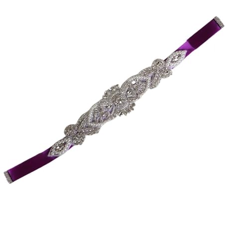 BrightGlow Strass Brautgürtel Damen Kristall Hochzeit Gürtel Strass Kleid Gürtel Perlen Hochzeit Schärpe Sash Hochzeit Party BrautjungferTaillengürtel Mutterschaft Foto Requisiten Violett von BrightGlow