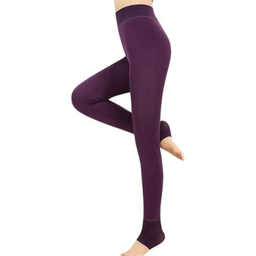 BrightGlow Winter Warm Leggings Thermo Leggings Thermoleggings Perlensamt Gefüttert Dick Hohe Taille Elastische Winterleggings 300g Stretch-Leggings Winter-Hose Strumpfhosen für Damen Frauen Lila von BrightGlow