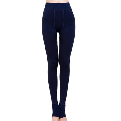 BrightGlow Winter Warm Leggings Thermo Leggings Thermoleggings Perlensamt Gefüttert Dick Hohe Taille Elastische Winterleggings 300g Stretch-Leggings Winter-Hose Strumpfhosen für Damen Marineblau von BrightGlow