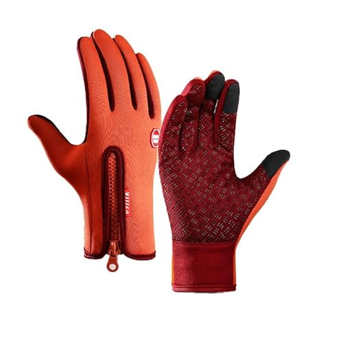BrightGlow Winterhandschuhe Herren Damen Skihandschuhe Winter Thermo-Handschuhe Winddicht Touchscreen Handschuhe Sporthandschuhe Anti-Rutsch Winddicht Radsporthandschuhe Orange XL von BrightGlow