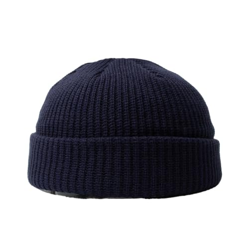 BrightGlow Wintermütze für Herren und Damen Trawler Beanie Watch Hat Roll-up Edge Skullcap Kurze Fischermütze mit Strickbündchen Beanie-Mütze Warm Skimütze Acryl-Strickmütze Blau#1 Erwachsene von BrightGlow