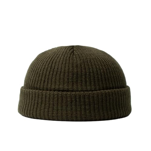 BrightGlow Wintermütze für Herren und Damen Trawler Beanie Watch Hat Roll-up Edge Skullcap Kurze Fischermütze mit Strickbündchen Beanie-Mütze Warm Skimütze Acryl-Strickmütze Grün#1 Erwachsene von BrightGlow