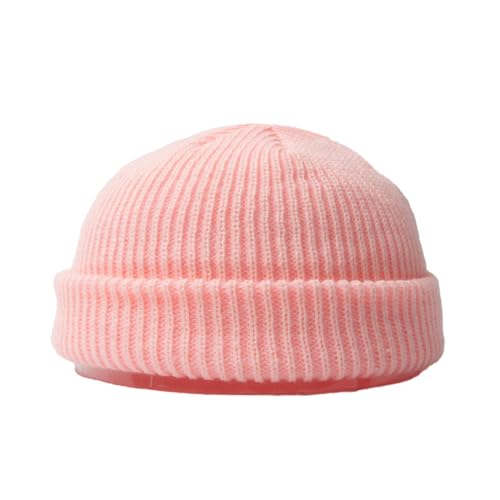 BrightGlow Wintermütze für Herren und Damen Trawler Beanie Watch Hat Roll-up Edge Skullcap Kurze Fischermütze mit Strickbündchen Beanie-Mütze Warm Skimütze Acryl-Strickmütze Rosa Erwachsene von BrightGlow