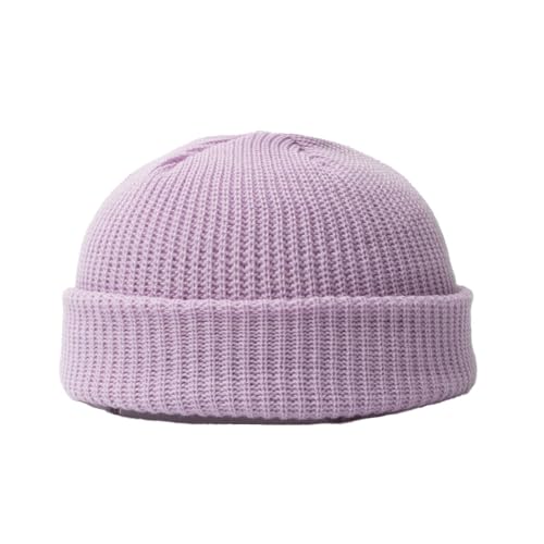 BrightGlow Wintermütze für Herren und Damen Trawler Beanie Watch Hat Roll-up Edge Skullcap Kurze Fischermütze mit Strickbündchen Beanie-Mütze Warm Skimütze Acryl-Strickmütze Violett#1 Erwachsene von BrightGlow