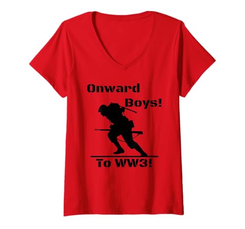 Damen Weiter zu WW3 Army Novelty T-Shirt mit V-Ausschnitt Damen Weiter zu WW3 Army Novelty T-Shirt mit V-Ausschnitt von BrightInspired