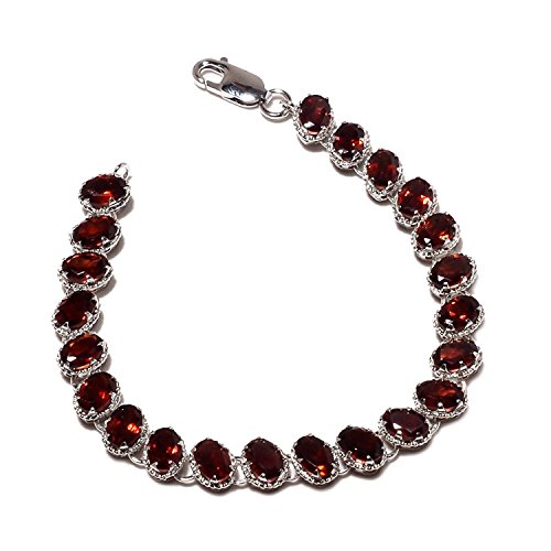 BrightJewels Marvelous Red Granat echte Edelsteine ​​Rhodium plattiert Sterling Silber Armband für Frauen Das Paket beinhaltet 1 Armband Armband Dimension Länge - 19 cm " von BrightJewels