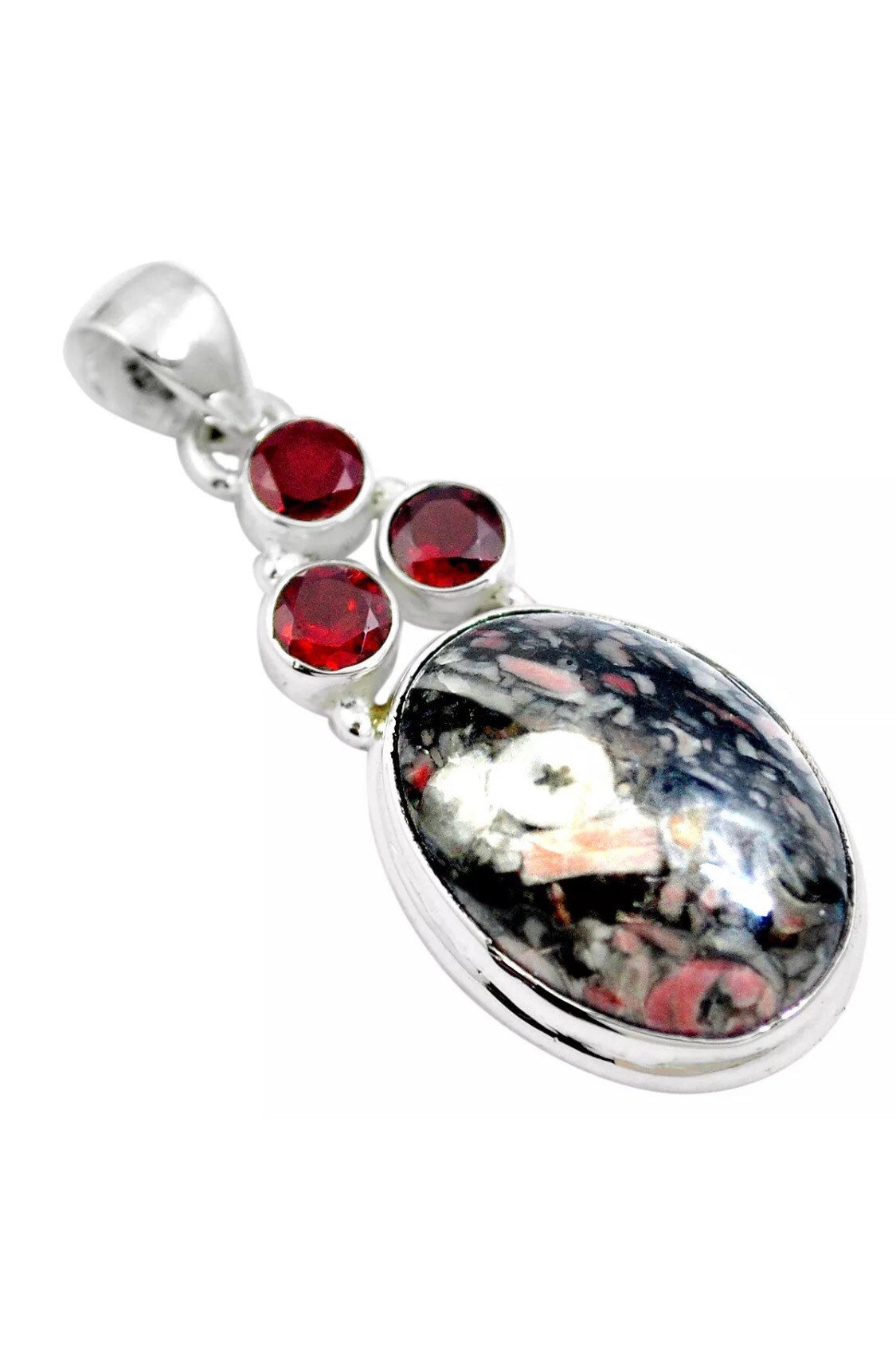 Granat & Crinoid Fossil 925 Sterling Silber Anhänger Granat & Crinoid Fossil 925 Sterling Silber Anhänger von BrightMistEnchants