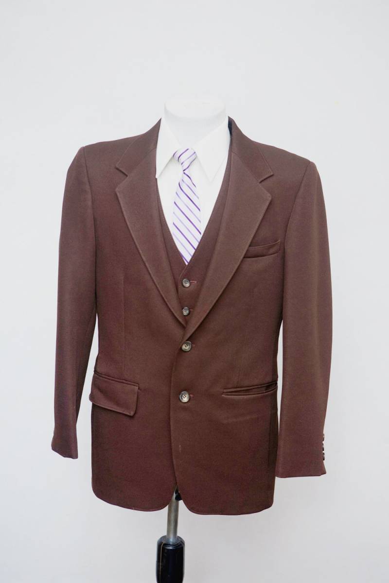 Herren Blazer Und Anzug Weste/Vintage Braune Jacke Größe 38 Kurz von BrightWall