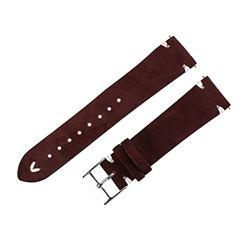 Brightassistant Leder Uhrengurt 20/21mm Uhrenband Wildleder Leder -Uhren Handgelenksbänder, Dunkelbraun, 21mm von Brightassistant