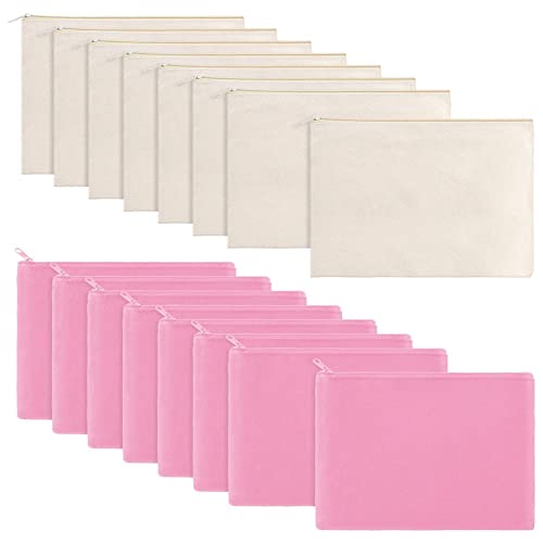 Multi-Kosmetiktasche mit Canvas-Beuteln, Reise-Kulturbeutel, Stifttasche, Stifttasche, DIY-Tasche, Pink & Beige von Brightassistant