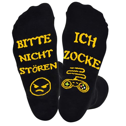 Brightdeal Lustige Socken für Männer Frauen, Ich Zocke Bitte Nicht Stören Gaming Socken, Winterstrumpf aus Baumwolle mit lustigen Mustern, Weihnachtsgeschenke für Kollegen Freunde von Brightdeal