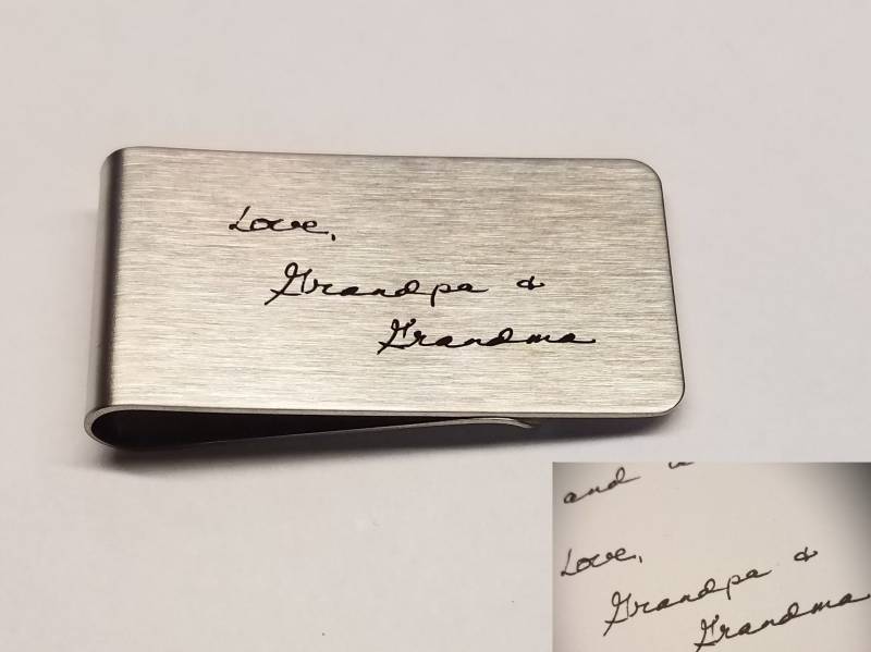 Ihre Handschrift Oder Zeichnung Auf Einer Geldklammer Aus Edelstahl von BrightlineDesignShop