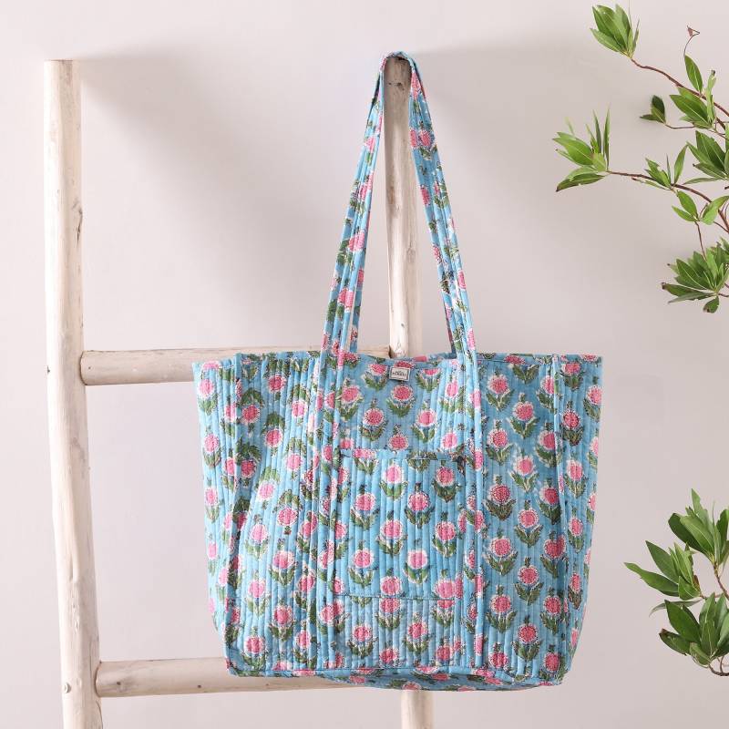Handgemachte Oversized-Einkaufstasche Mit Blockprint Floraler Shopper, Weekender-Tasche Handgemachte Oversized-Einkaufstasche Mit Blockprint Floraler Shopper, Weekender-Tasche von BrightonBombay