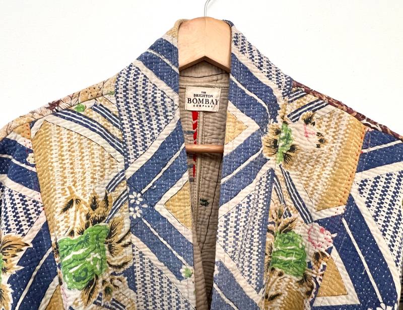Vintage Kantha Jacke Handgemachter Patchwork Mantel Aus Bio Baumwolle von BrightonBombay