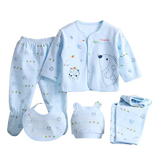 Brightup 5 Neugeborenes Baby Baumwollt Shirt + Hosen + Hut Jungen Mädchen Satz von Brightup