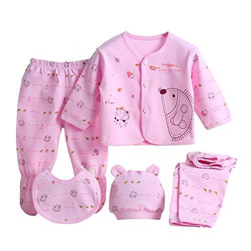 Brightup 5 Neugeborenes Baby Baumwollt Shirt + Hosen + Hut Jungen Mädchen Satz von Brightup