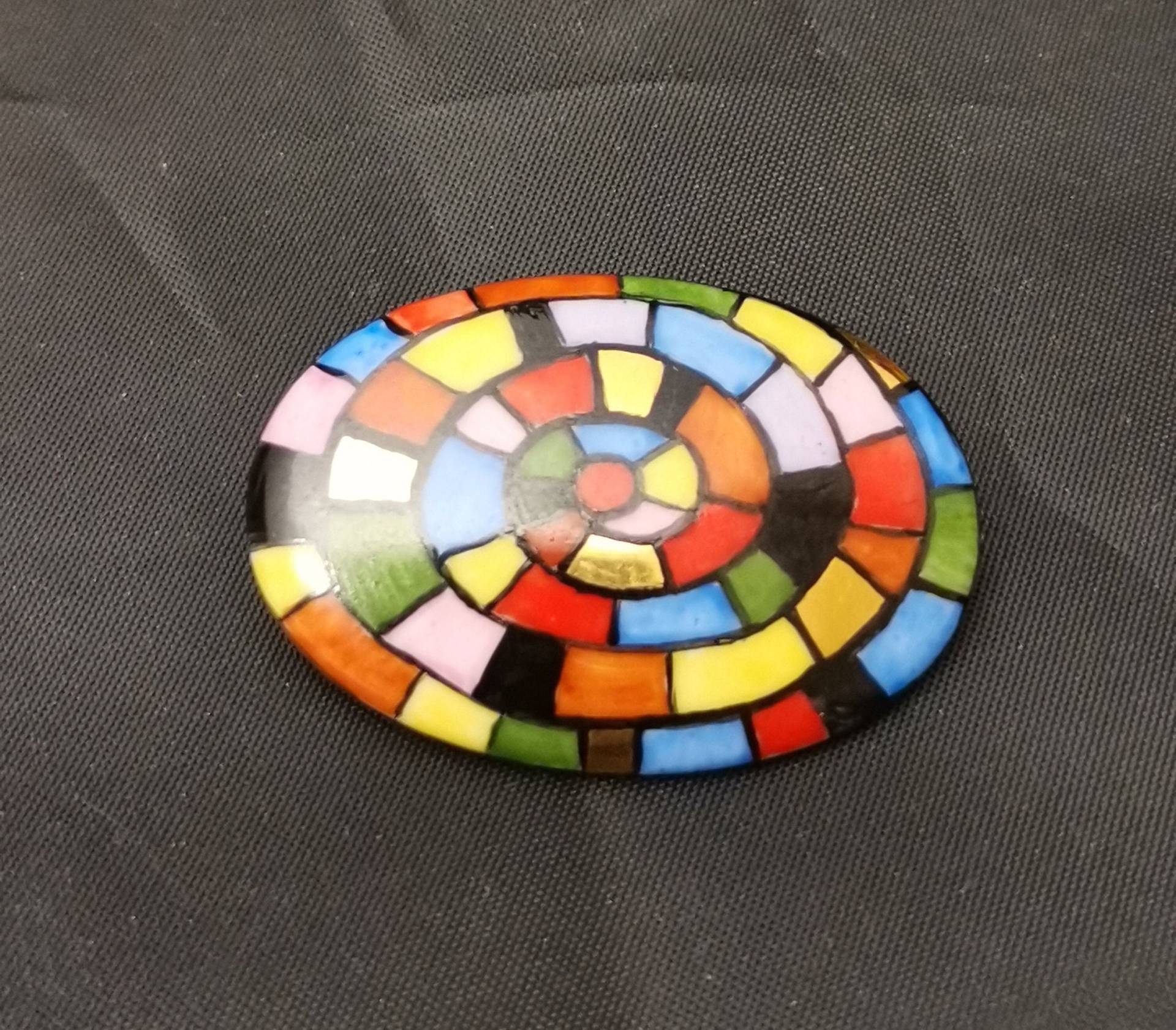 Handbemalte, Ovale Brosche Im Stil Hundertwasser, Unikat von BrigitteKreativ