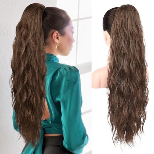 Brikabia Ponytail Extension, 66cm Lange Zopf Pferdeschwanz Haarverlängerung Beach Gewellt Natürliches Clip in Pferdeschwanz Haarteil Kunsthaar für Damen, Ingwerbraun Brikabia Ponytail Extension, 66cm Lange Zopf Pferdeschwanz Haarverlängerung Beach Gewellt Natürliches Clip in Pferdeschwanz Haarteil Kunsthaar für Damen, Ingwerbraun von Brikabia