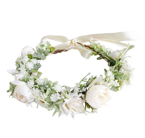 Brikuinr Blumenkrone für Mädchen, Blumen-Stirnband, Haarkranz, Blumen-Halo, Boho, mit Band, Hochzeit, Party, Festival Brikuinr Blumenkrone für Mädchen, Blumen-Stirnband, Haarkranz, Blumen-Halo, Boho, mit Band, Hochzeit, Party, Festival von Brikuinr